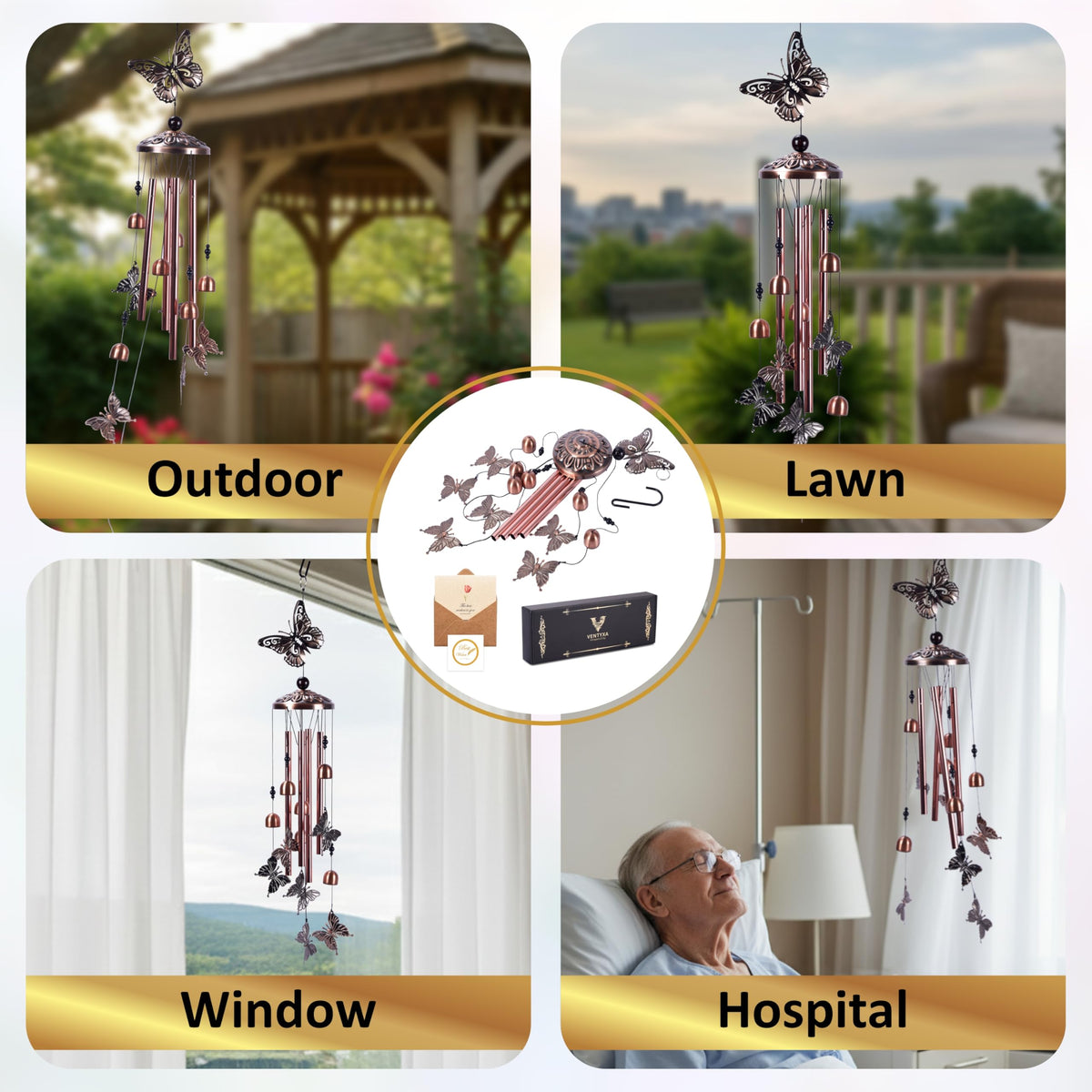 Ventyxa wind chimes soothing tones as breeze passes