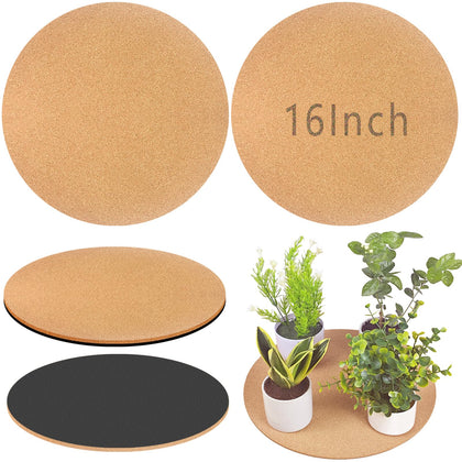 Venyat 16-inch cork plant coaster in nude finish protects floors and adds natural style.