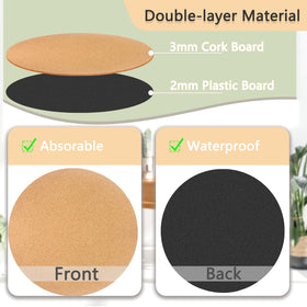 Venyat two-piece cork plant mats suitable for indoor and outdoor planters.