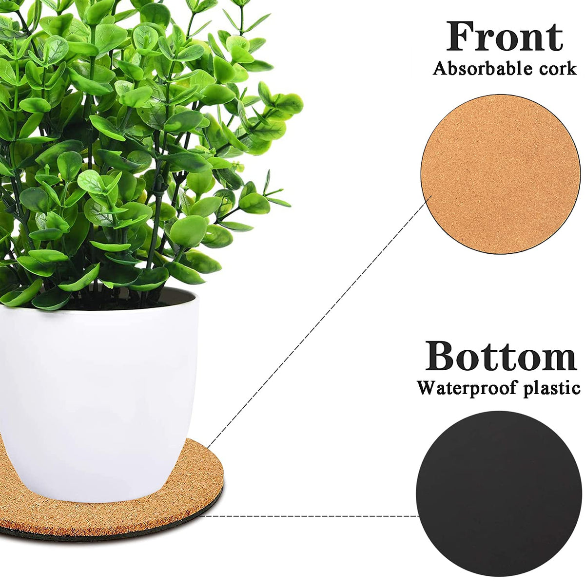 Venyat cork pad waterproof bottom protects surfaces from leaks