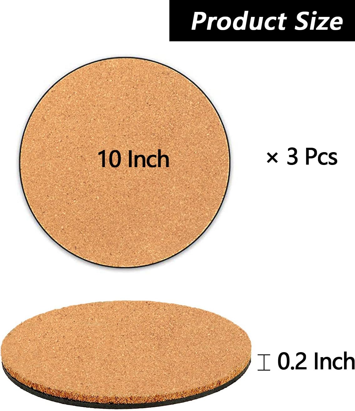 Venyat cork plant coaster 10in black round keeps furniture safe with non-slip support