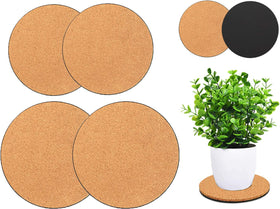 Venyat cork plant coaster 4in nude protects surfaces during plant care.