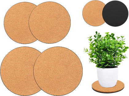 Venyat cork plant coaster 4in nude protects surfaces during plant care.