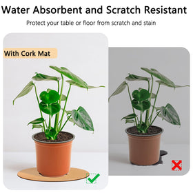Venyat cork plant pad with waterproof bottom reduces scratches on floors.