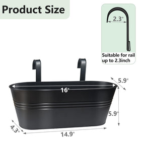 Venyat metal railing planter for outdoor or indoor use, durable and rust-resistant.