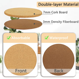 Venyat smooth-edge cork coaster provides stable plant placement