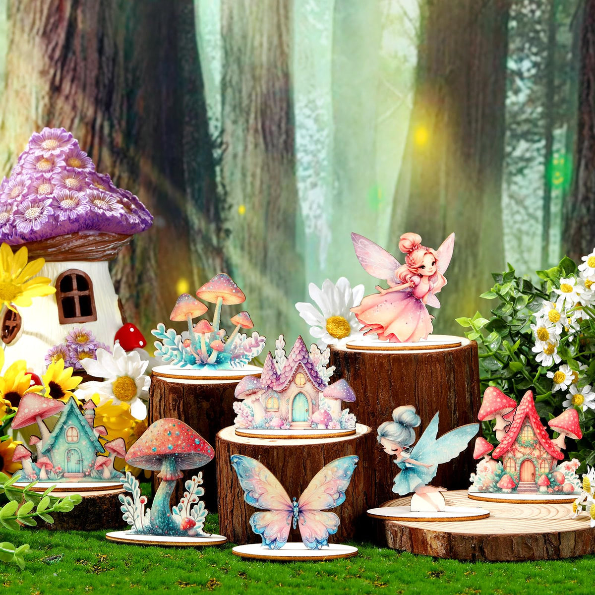 VercanMonth fairy mushroom and butterfly decor creates a dreamy woodland vibe