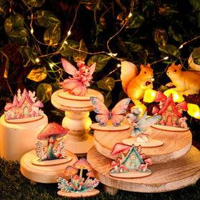 VercanMonth wooden fairy figurines in eight styles offer versatile display