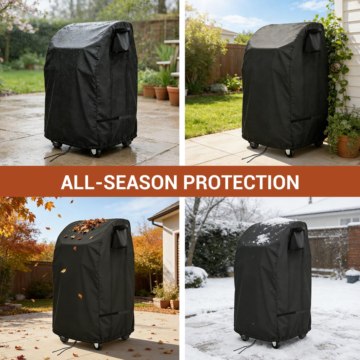Vercome cover cleans quickly with a hose after cooking sessions.