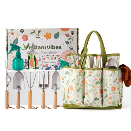 VerdantVibes 10-piece garden tool set overview for easy digging, weeding, and pruning.