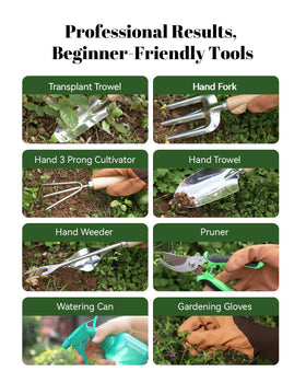 VerdantVibes stainless steel trowel with a sharp edge for precise planting.