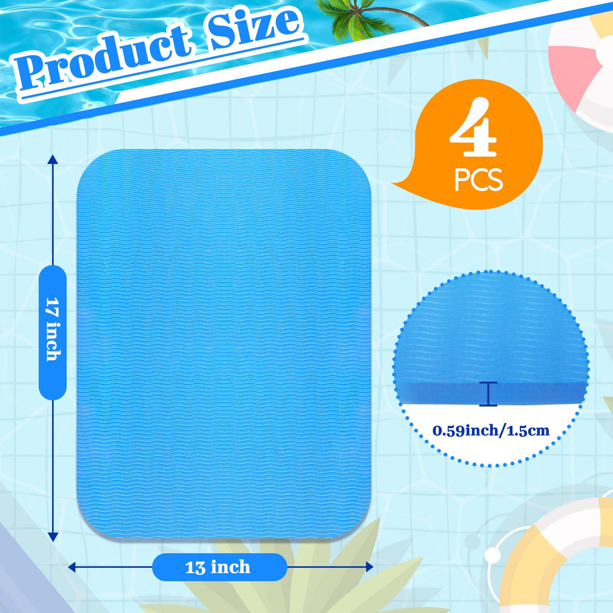 Verdanzia poolside cushion with non-slip corrugated surface for stable lounging