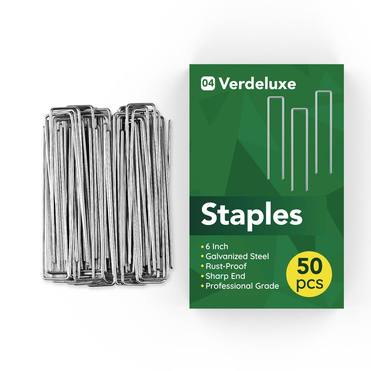 Verdeluxe 50-pack garden staples ready for bulk projects