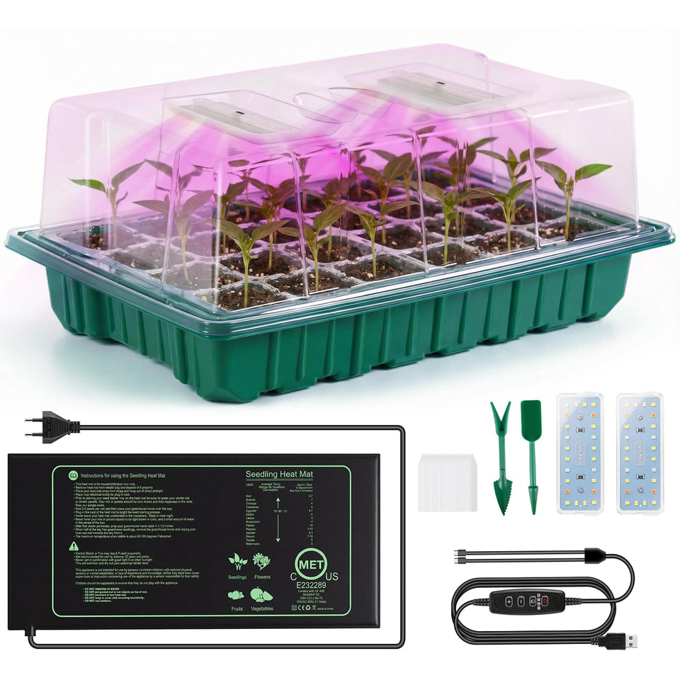 Verdenu seed starter tray with grow lights for efficient indoor seed propagation.