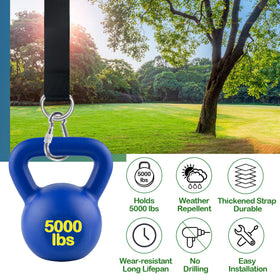 Veriluck tree swing straps shown with drill-free installation on a branch.