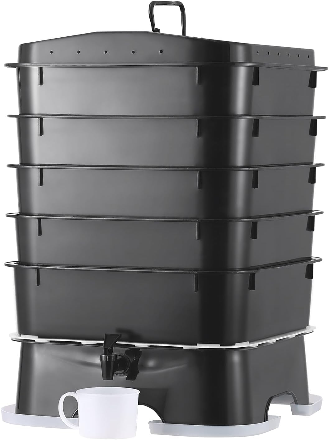 VermiHut Plus 5-Tray top view demonstrates stacked trays for compact waste processing.