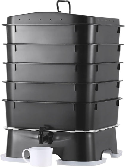 VermiHut Plus 5-Tray top view demonstrates stacked trays for compact waste processing.
