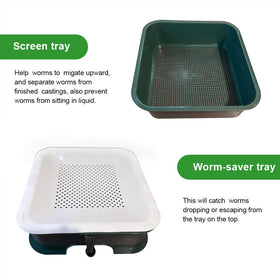 VermiHut Plus worm saver tray prevents worms from falling into liquid.