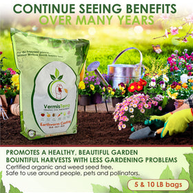 Infographic-like image illustrating VermisTerra nutrients improving soil health.