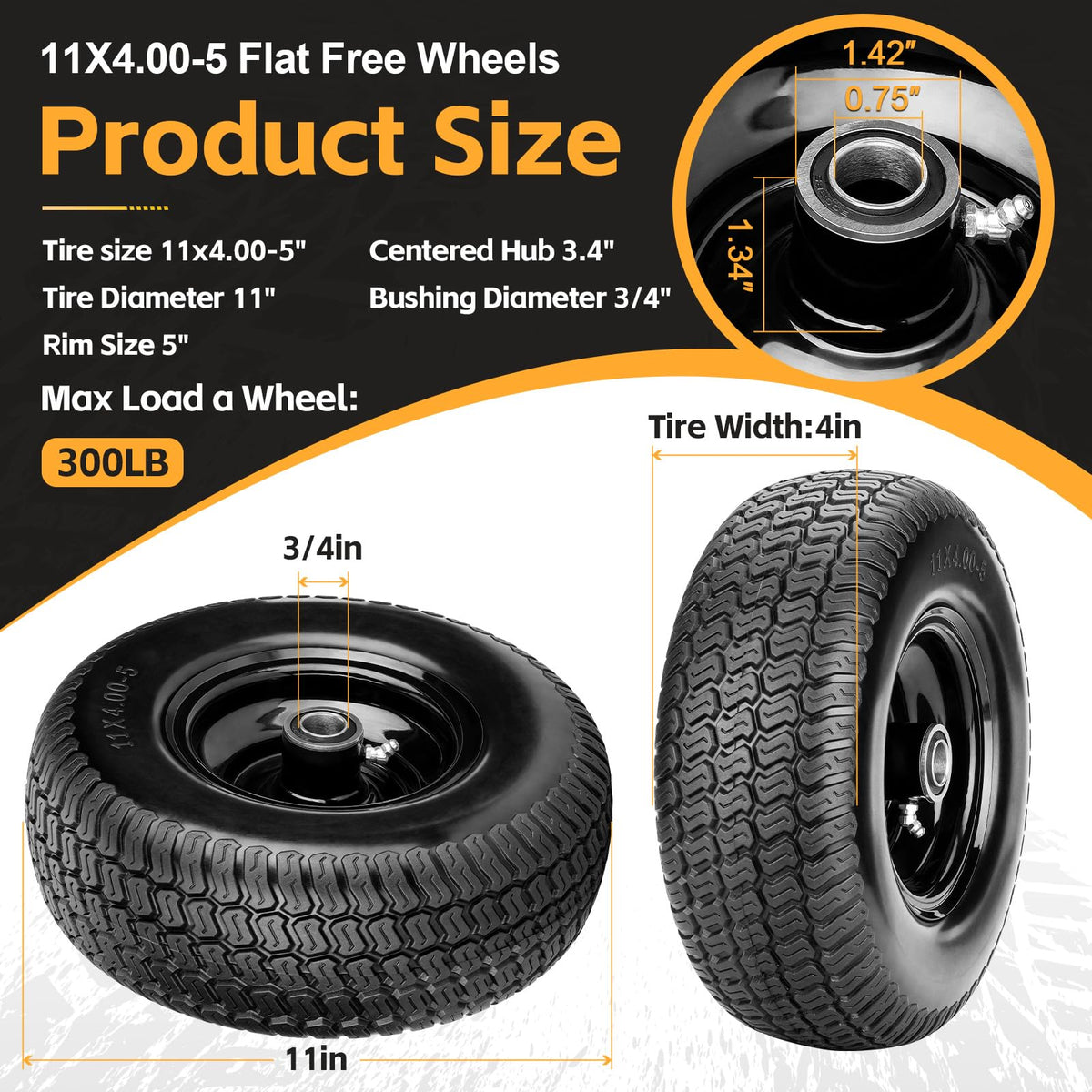Vershin zero-turn front tire kit ready for installation.