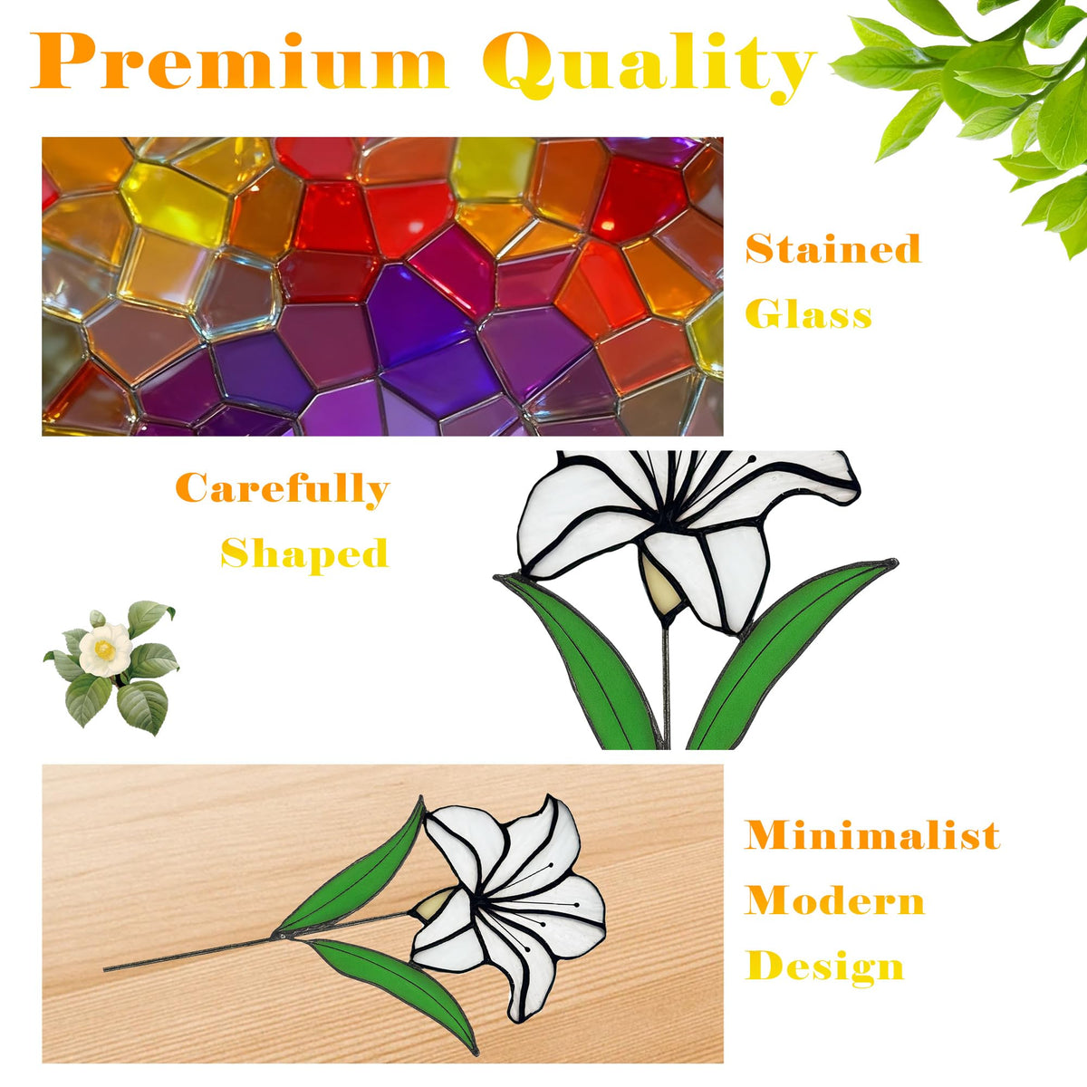 Verssure stained glass lily under light brings warm ambience to desks.