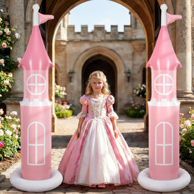 Vertintong castle inflatable stand pink, a striking centerpiece for a princess party