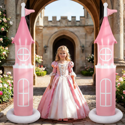 Vertintong castle inflatable stand pink, a striking centerpiece for a princess party