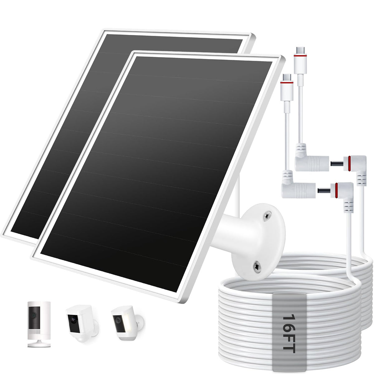 VERVERAY 2-pack solar panel on Ring camera for outdoor charging.