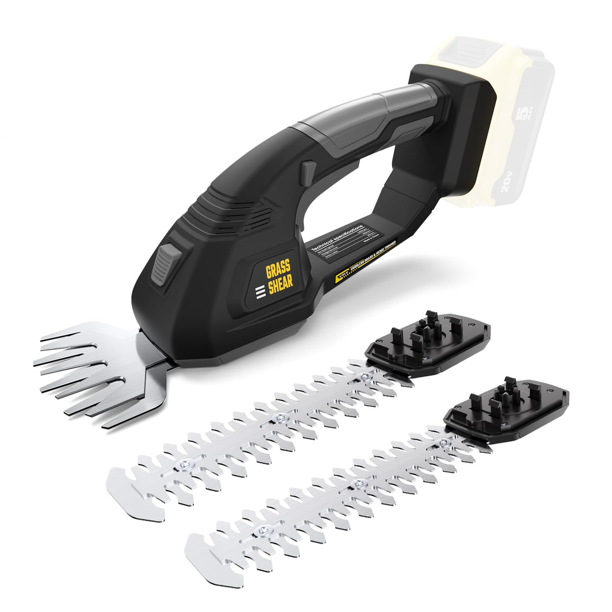 VERVEWAVE cordless hedge trimmer showing DeWALT 20V compatibility for flexible outdoor trimming.