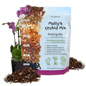 VeryPlants Molly's Orchid Potting Mix packaging for orchids