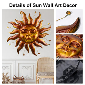 VESTCDF metal sun wall decor easy to install with included hardware.