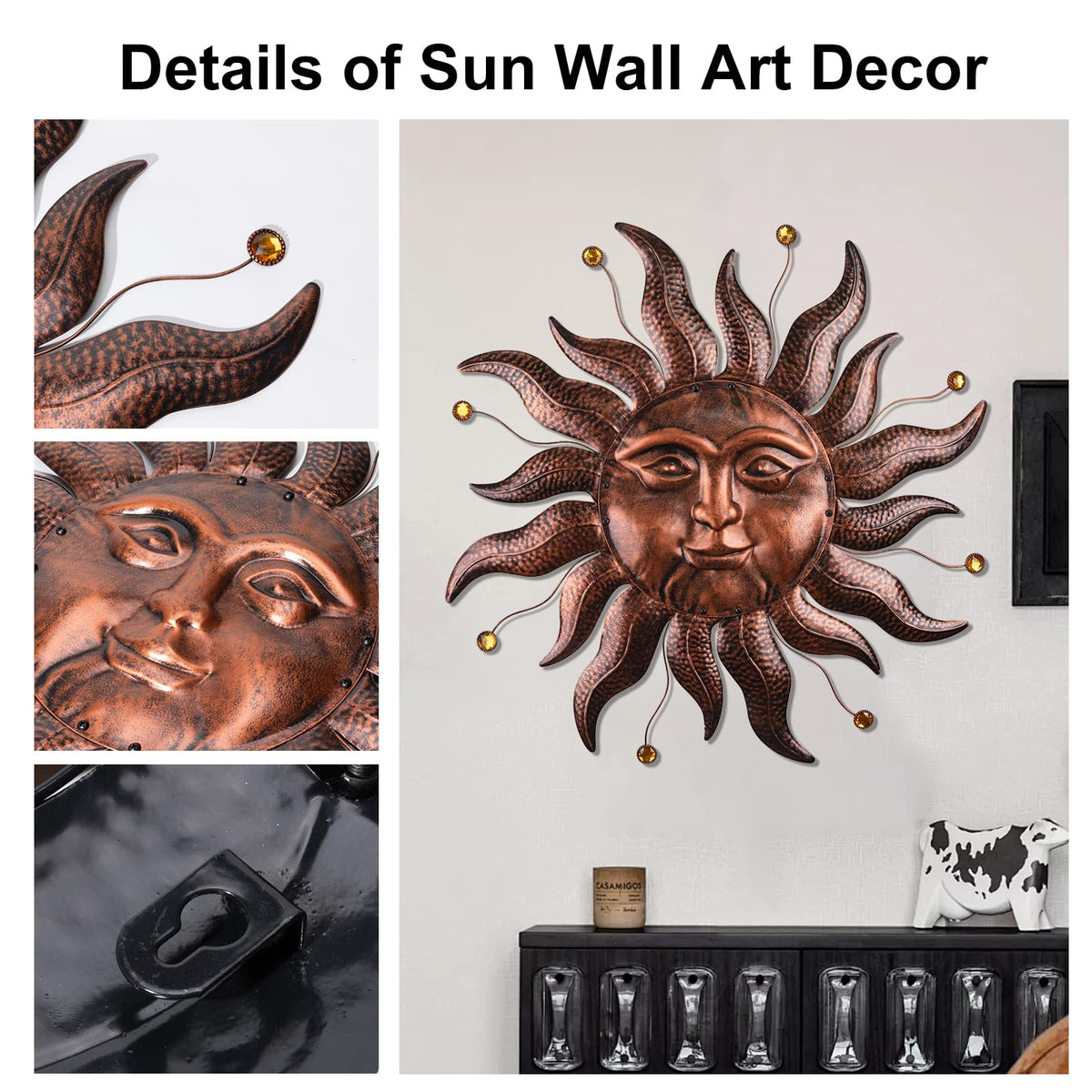 VESTCDF large 26-inch sun decor creates a strong living room focal point