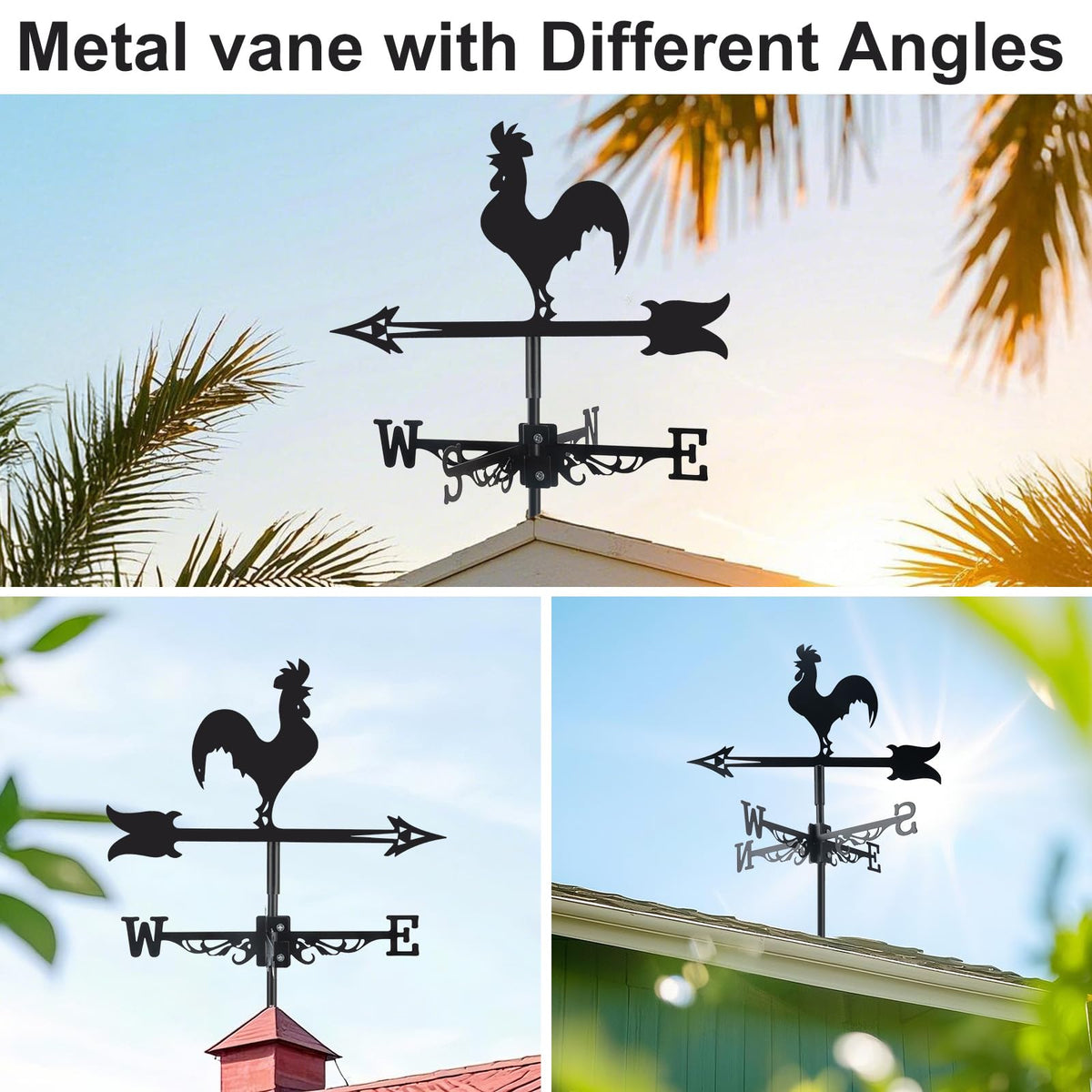 VESTCDF Rooster Weather Vane adds playful rural charm to garden.