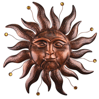 VESTCDF sun face metal wall art adds rustic charm to exterior walls