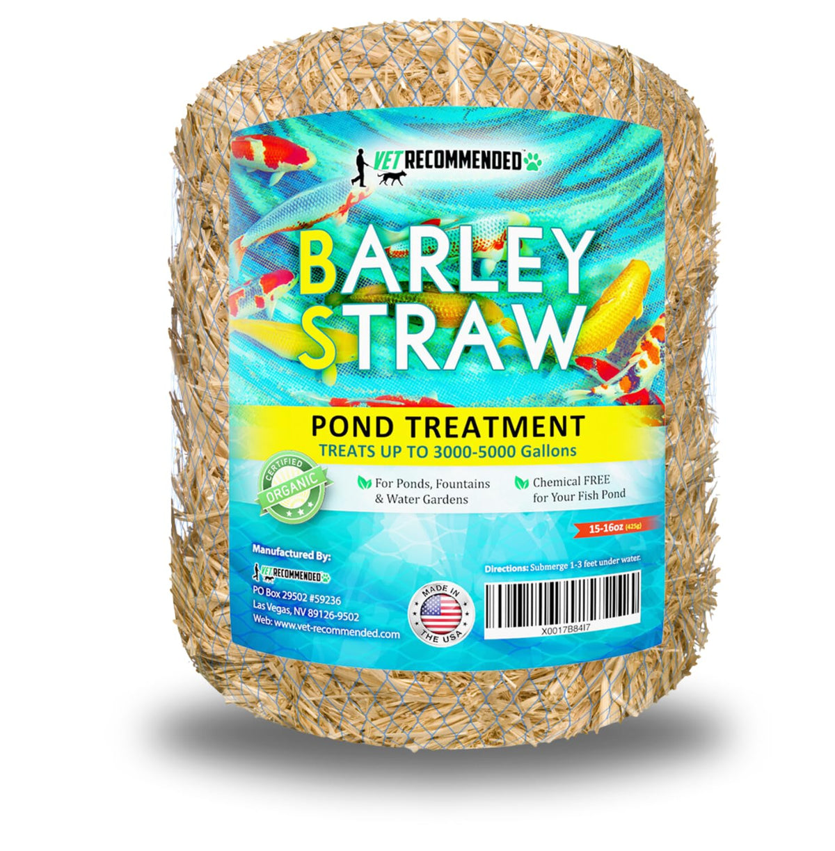 Vet Recommended barley straw bale cleans pond water naturally for koi ponds.