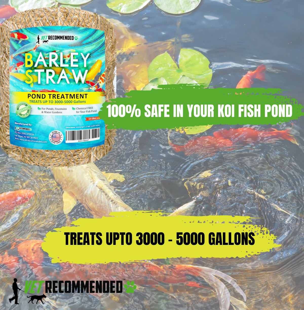 Vet Recommended barley straw in fountains supports natural water clarity.