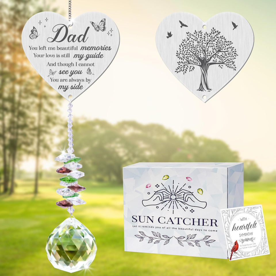 Vetbuosa memorial crystal suncatcher ornament casting gentle rainbows for remembrance.