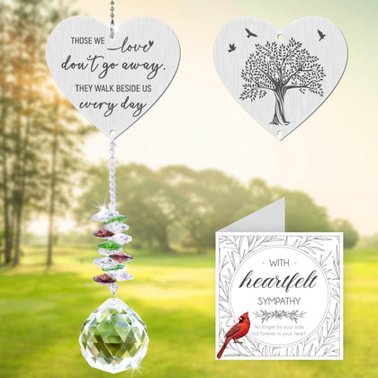 Vetbuosa Memorial Crystal Suncatcher hanging in a window casts rainbow light and comforting memories