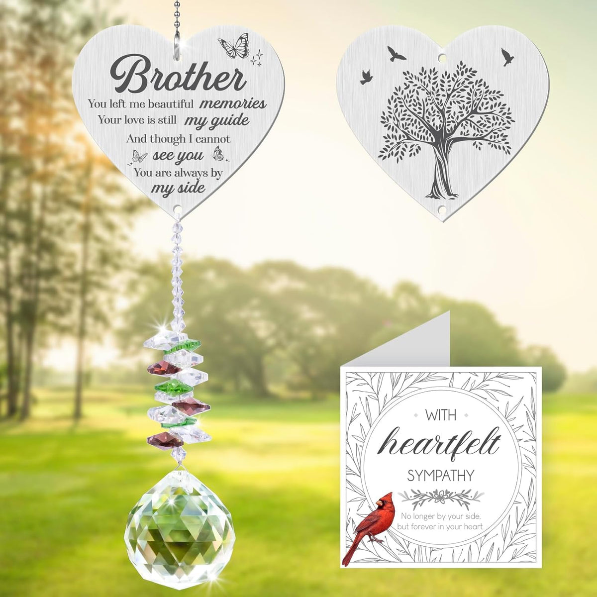 Vetbuosa sympathy gift: brother memorial crystal suncatcher evokes comforting memories.