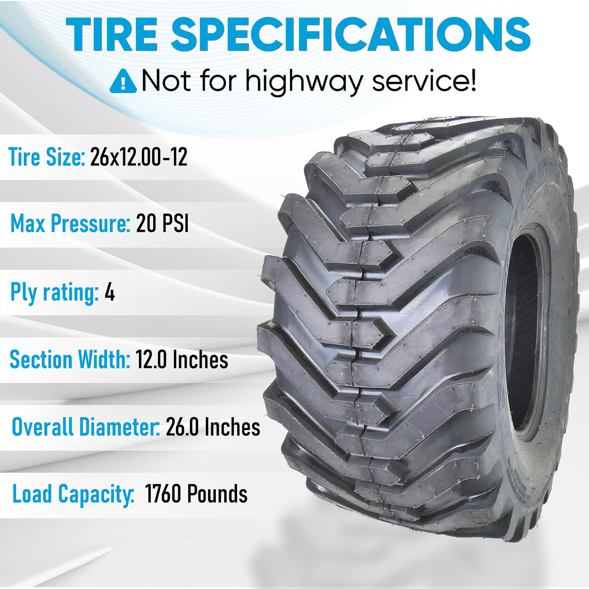 26-inch diameter and 11.92-inch width fit many garden tractors