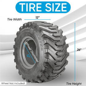 Garden Master tire with directional herringbone R-4 lugs for traction