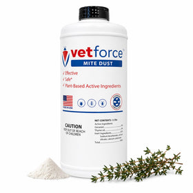 Vetforce Mite Dust bottle close-up for precise indoor pest control