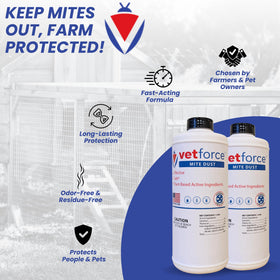 Vetforce Mite Dust for indoor and outdoor use with plant-based ingredients
