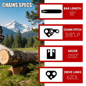 Vetoper 18 inch chain with 050 gauge for durability.