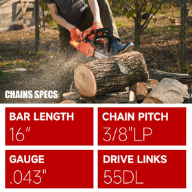 Vetoper three-pack of 16-inch chain enables quick replacement and consistent performance.