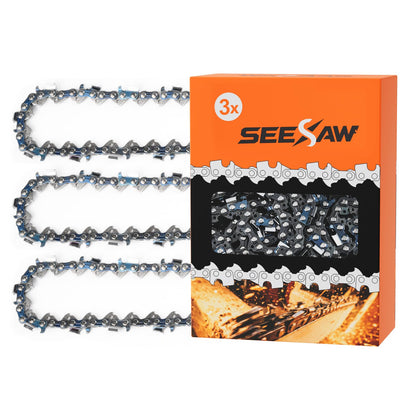 Vetoper 3-pack 18-inch chainsaw chain with 325 pitch and 0.063 gauge teeth for precise, clean cuts.
