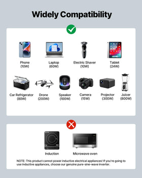 VEVOR 1000W inverter dual AC outlets for on-site power