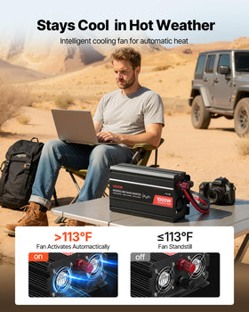 VEVOR 1000W inverter aluminum housing for lightweight outdoor use