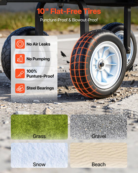 VEVOR 10inch flat-free tires provide puncture-free mobility
