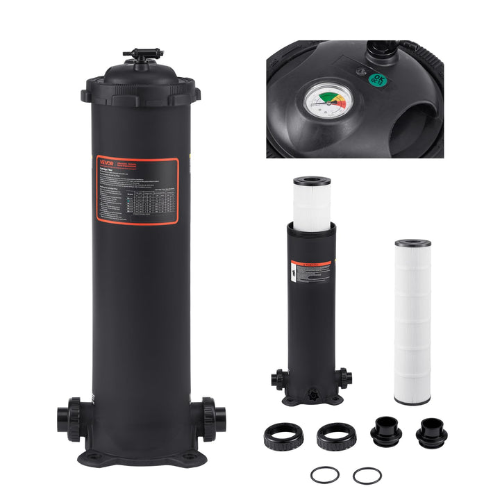 VEVOR 2026 Pro pool filter front view with 100 sq ft filtration area for large pools.